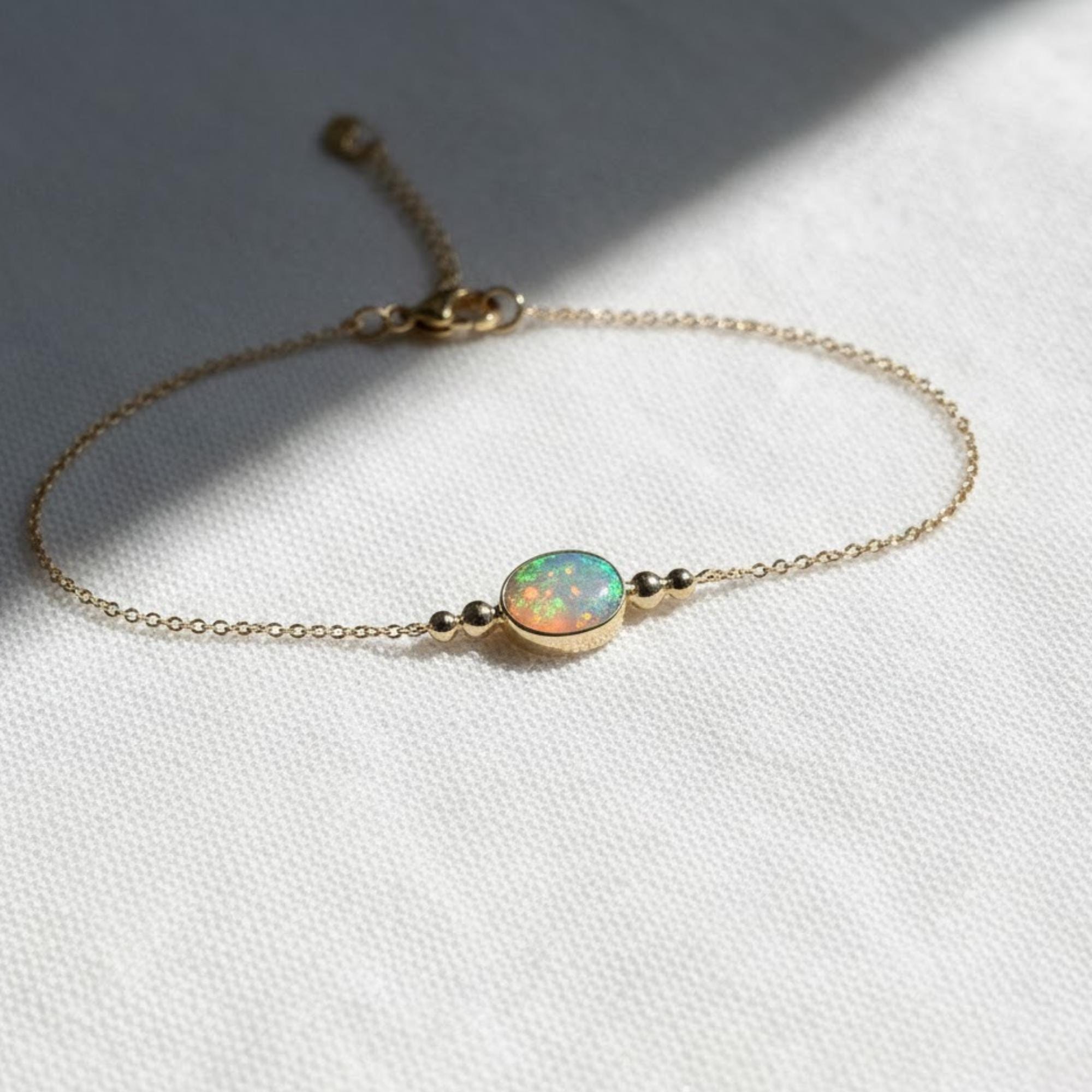 Minimalist Opal Bracelet with Diamond Accents Bracelet