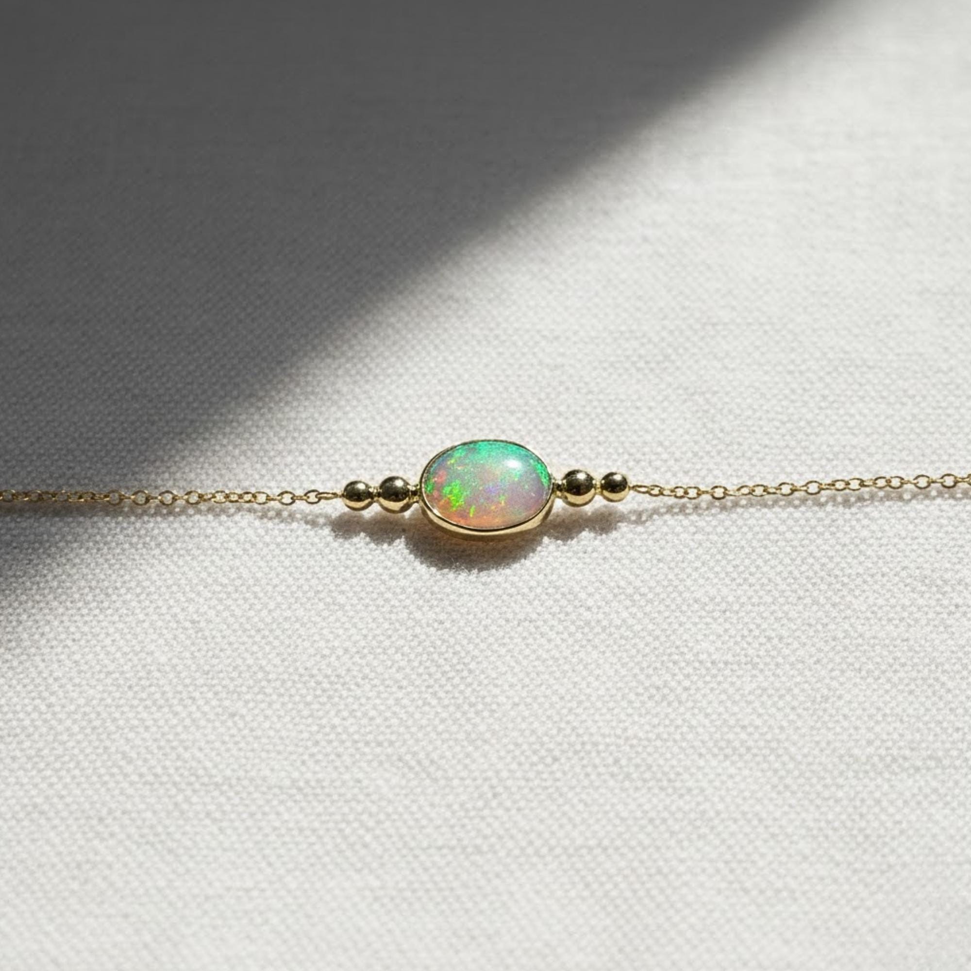 Minimalist Opal Bracelet with Diamond Accents Bracelet