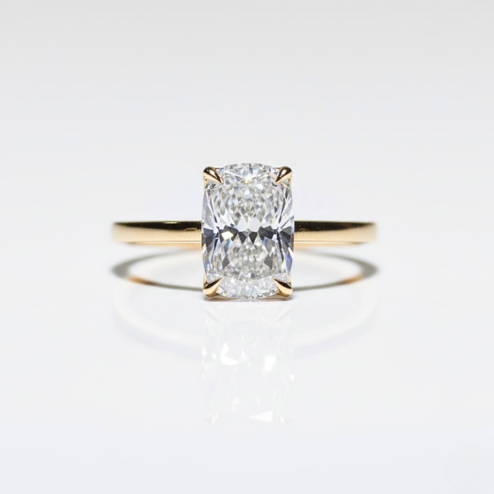 Elongated Cushion Cut Solitaire Engagement Ring