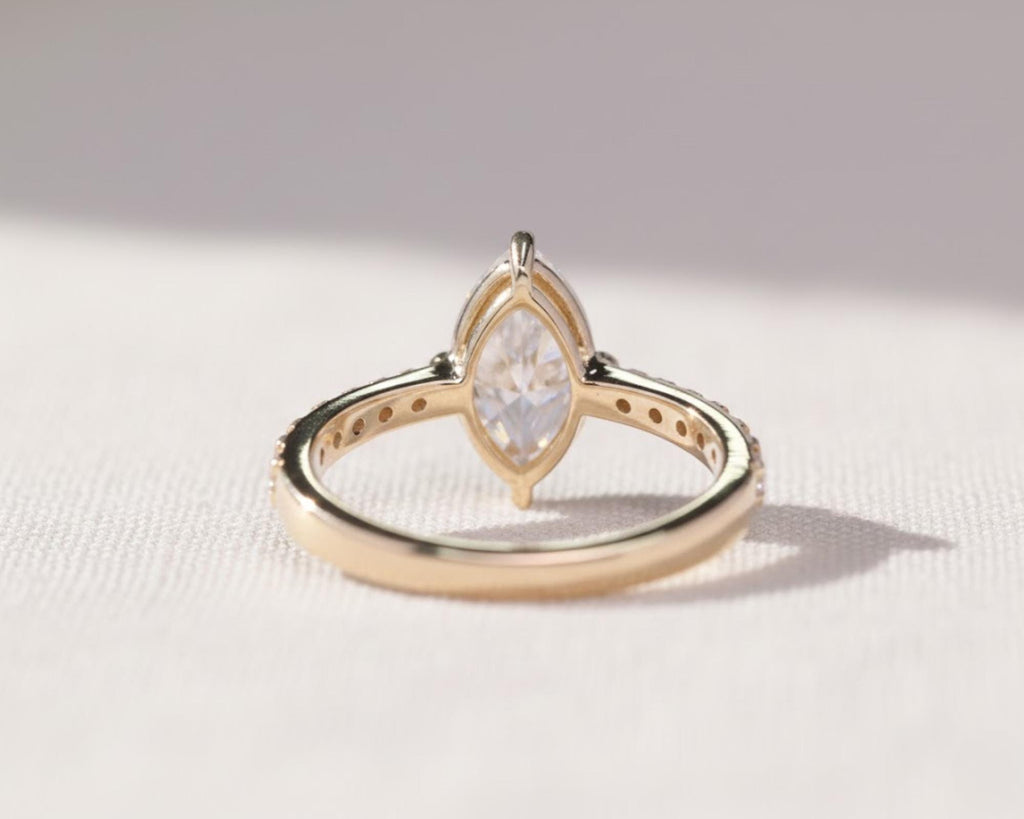 Marquise Diamond Engagement Ring Genuine Lab Grown Diamond Anniversary Ring Unique Proposal Ring for Her Claw Prong Setting Ring Gift