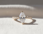 Marquise Diamond Engagement Ring Genuine Lab Grown Diamond Anniversary Ring Unique Proposal Ring for Her Silver Pave Setting Ring Gift .