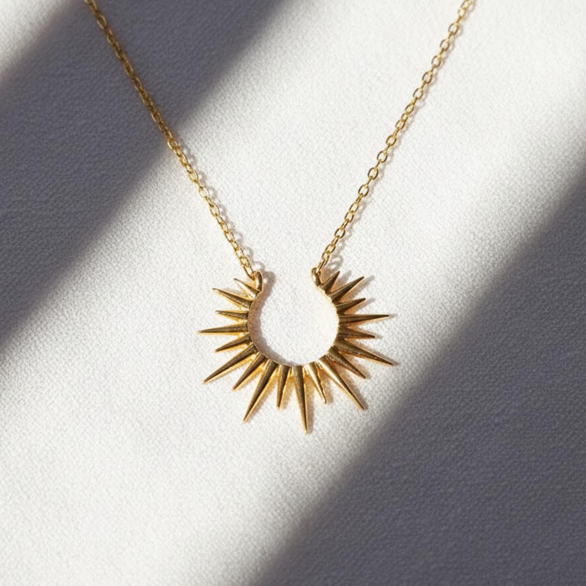 Sun Pendant Necklace, Minimalist Layering Chain