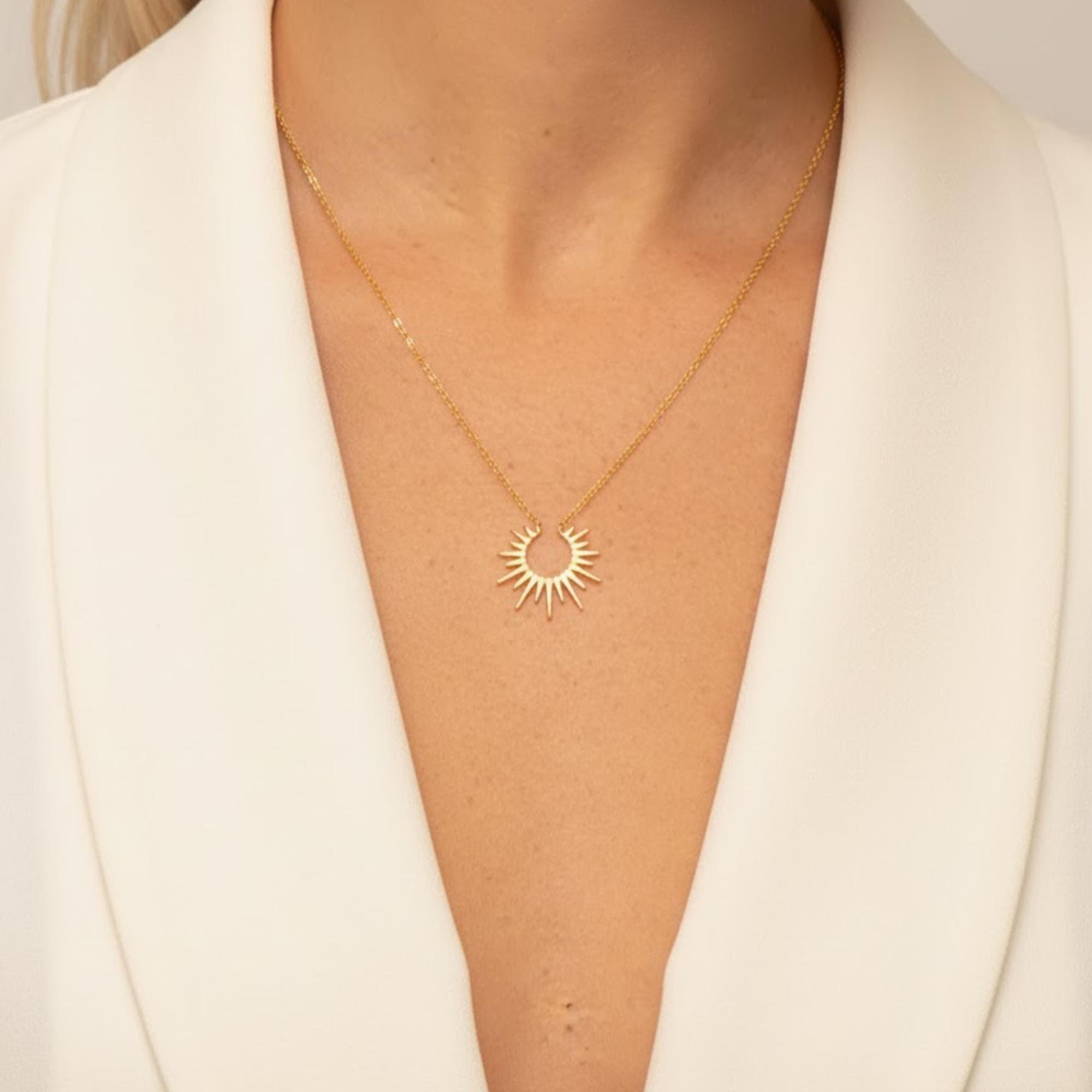 Sun Pendant Necklace, Minimalist Layering Chain