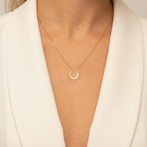 Sun Pendant Necklace, Minimalist Layering Chain