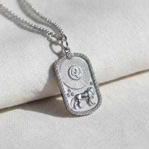 Zodiac Pendant Necklace, 14K Gold Lab Diamond