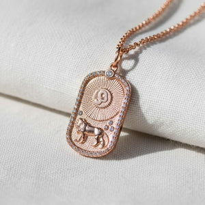 Zodiac Pendant Necklace, 14K Gold Lab Diamond