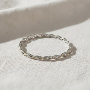 14K Gold Round Diamond Bangle Bracelet