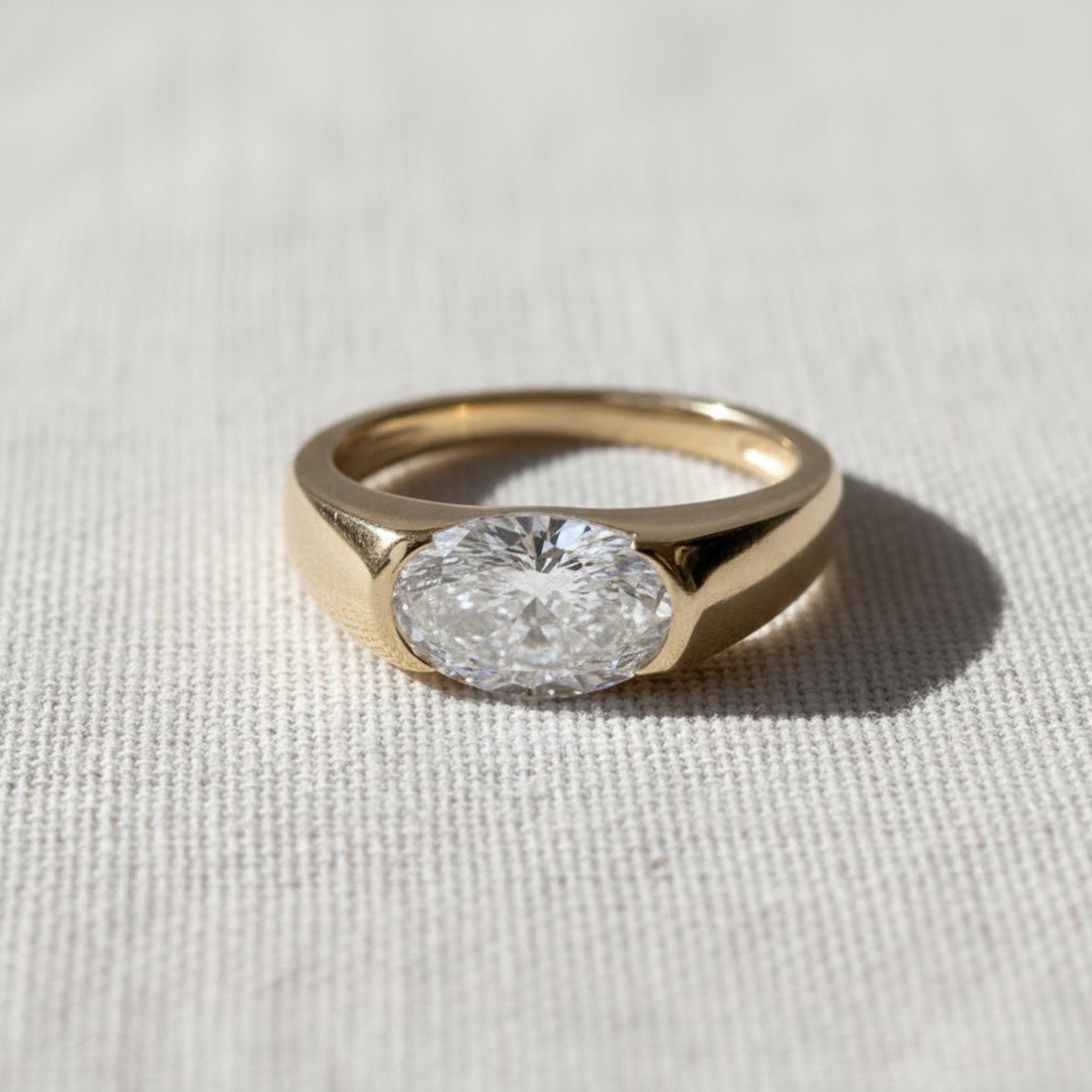 East West Oval Lab Diamond Engagement Ring