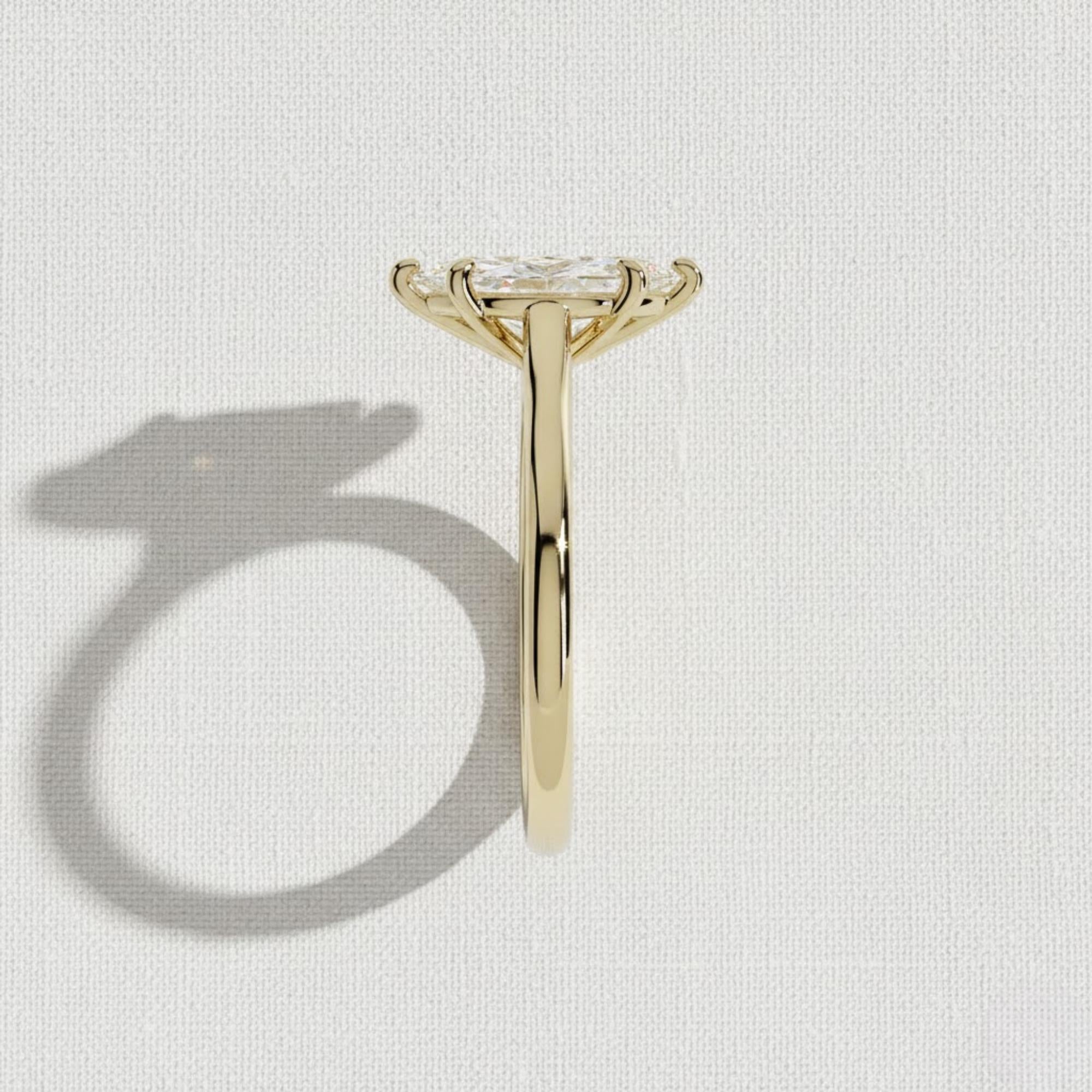 1.5 Ct Marquise Lab Diamond Ring, 14K Yellow Gold