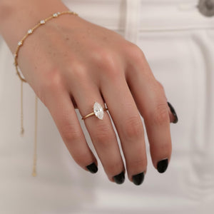 1.5 Ct Marquise Lab Diamond Ring, 14K Yellow Gold