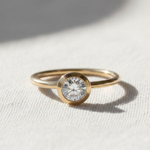 Round Bezel Set Lab Diamond Ring in 14K Gold