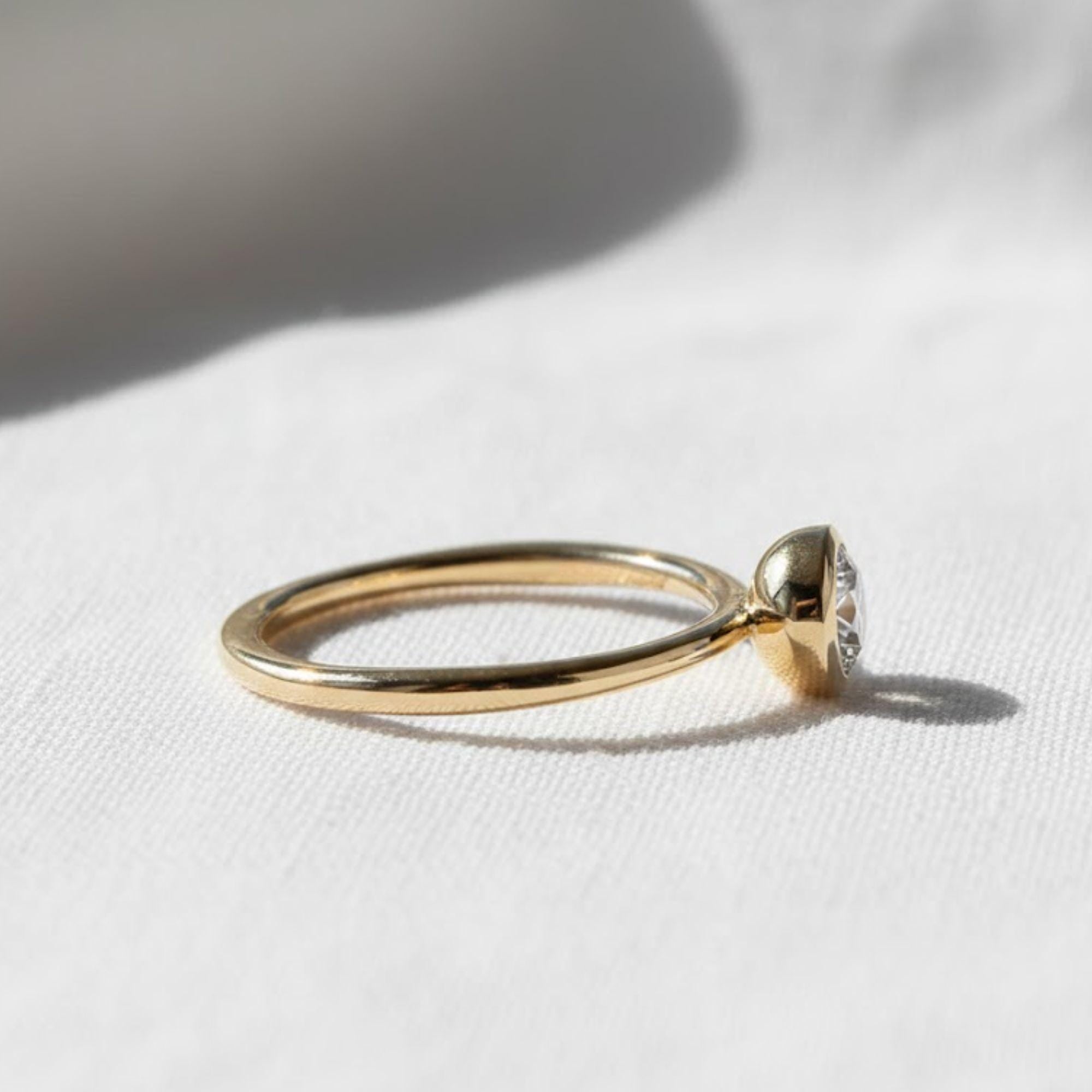 Round Bezel Set Lab Diamond Ring in 14K Gold