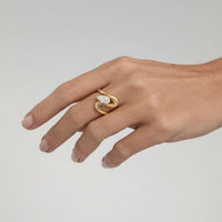 Curved Wave Pear Cut Lab Diamond Engagement Ring