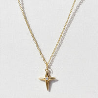 Solid Gold Diamond North Star Pendant Necklace