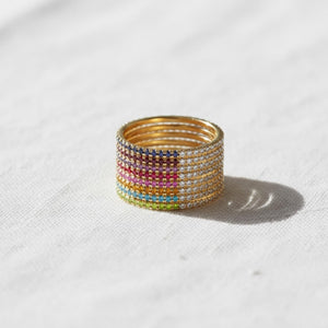 Custom Birthstone Gemstone Eternity Band, Stackable Gold Ring