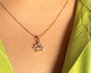 Crown Pendant Necklace, Princess Pendant in 14K