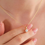 14k Gold Diamond Solitaire Necklace: Dainty Bridal Jewelry