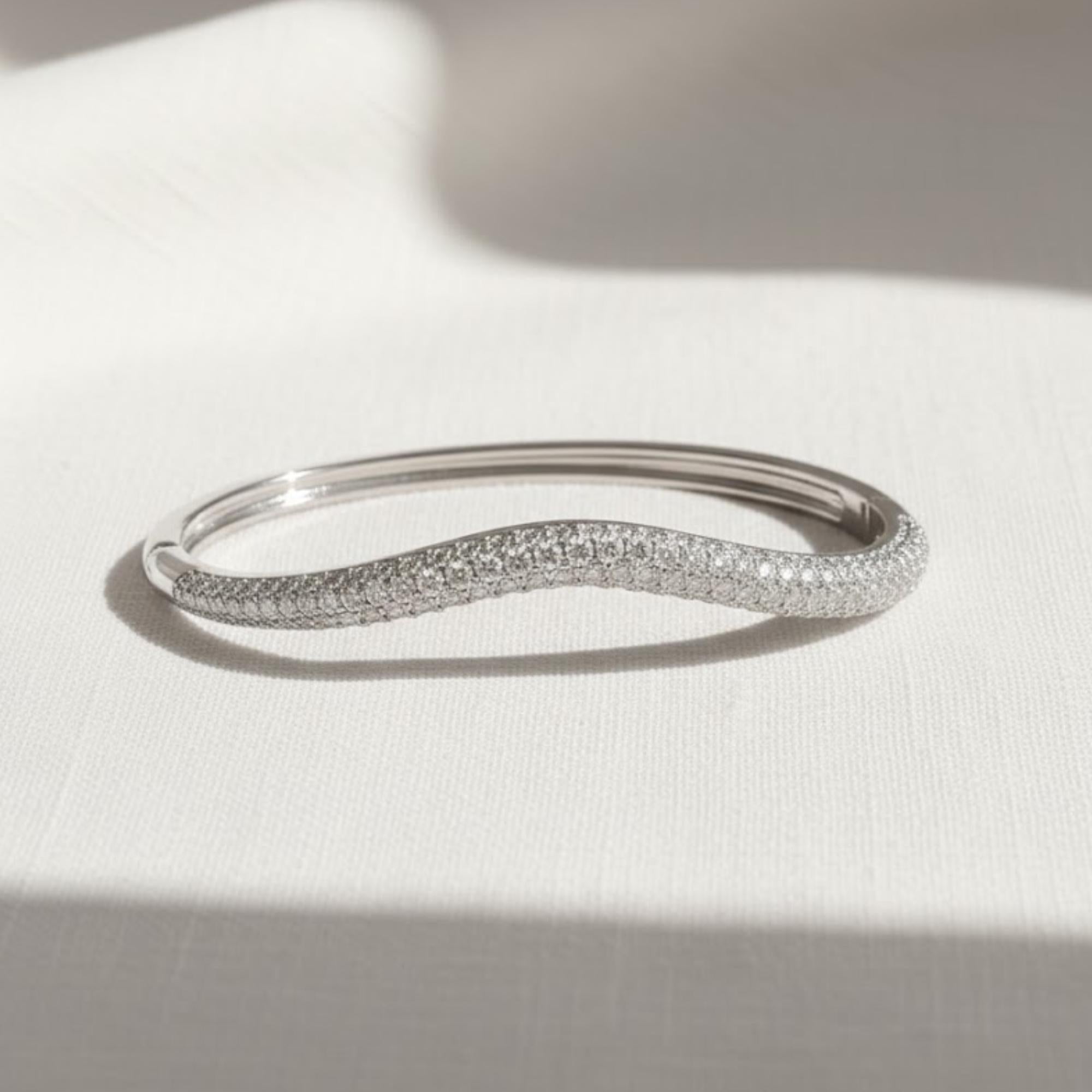 2.00 CTW Round Diamond Bangle Bracelet Silver Stackable Bracelet