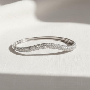 2.00 CTW Round Diamond Bangle Bracelet Silver Stackable Bracelet
