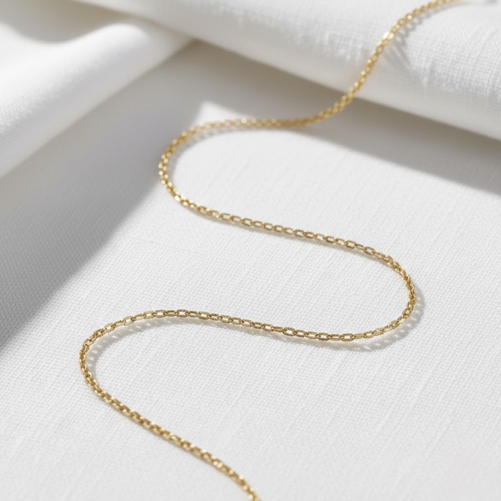 14K Solid Gold Dainty Layering Chain Necklace