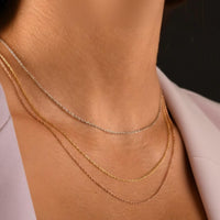 14K Solid Gold Dainty Layering Chain Necklace