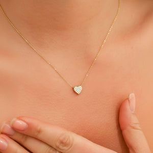 14K Gold Heart Shaped Diamond Necklace