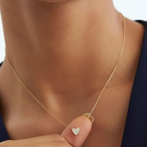 14K Gold Heart Shaped Diamond Necklace