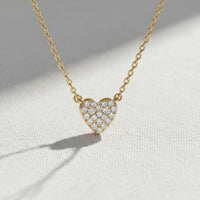 14K Gold Heart Shaped Diamond Necklace