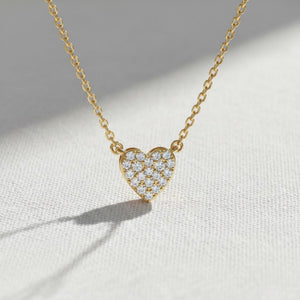 14K Gold Heart Shaped Diamond Necklace