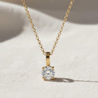 14k Gold Diamond Solitaire Necklace: Dainty Bridal Jewelry