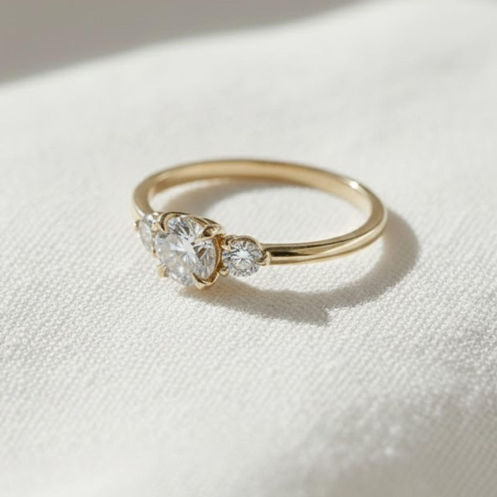 Dainty Round Lab Grown Diamond Promise Ring, Diamond Set in Claw Prongs, Diamond Engagement Ring for Women, Ring in Yellow, White, Rose Gold
