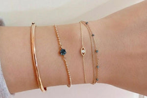14K Gold Evil Eye Diamond Bracelet, Good Luck Charm