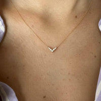 14K Solid Gold Diamond Chevron Necklace