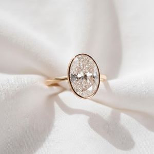 Oval Lab Diamond Bezel Engagement Ring, IGI Certified