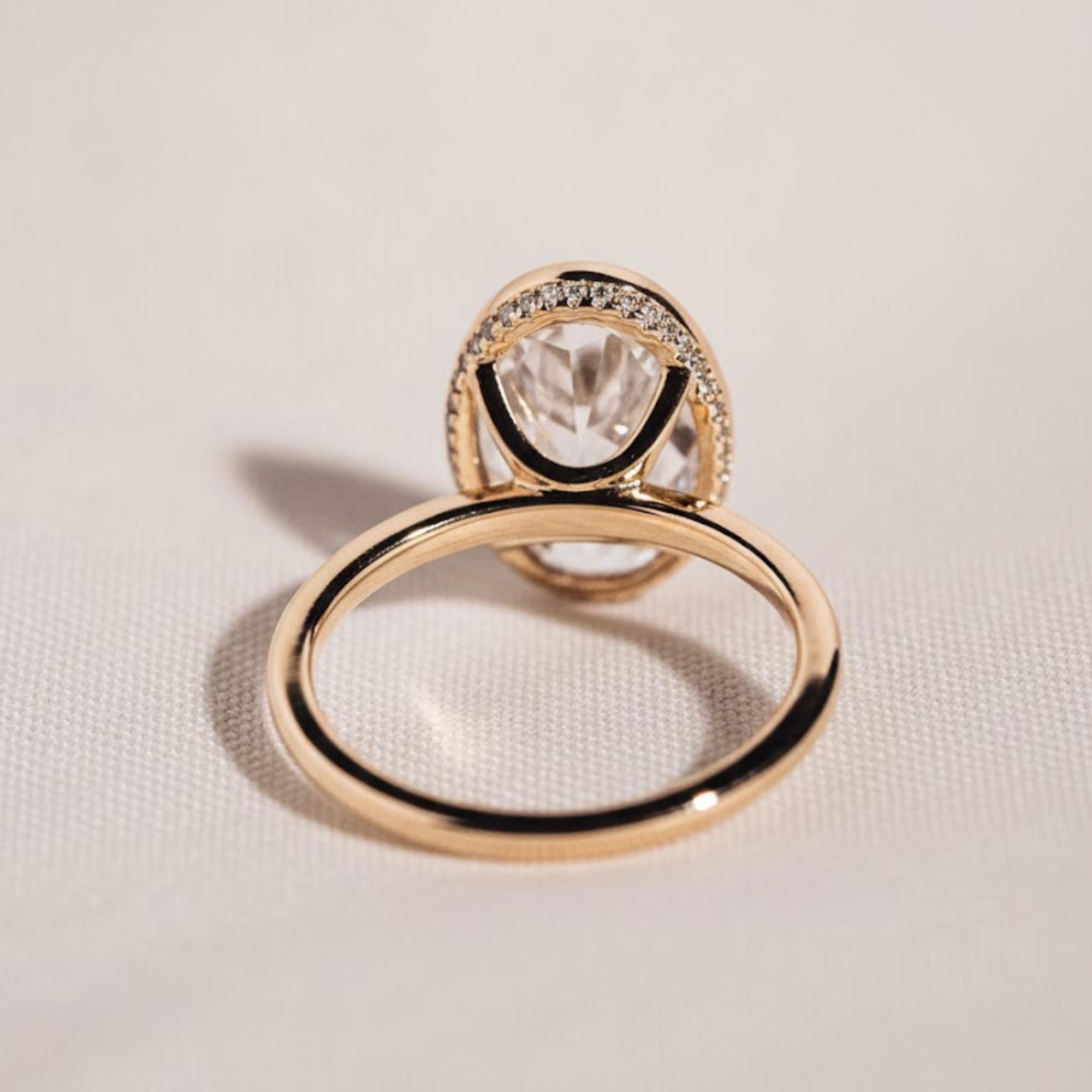 Oval Lab Diamond Bezel Engagement Ring, IGI Certified