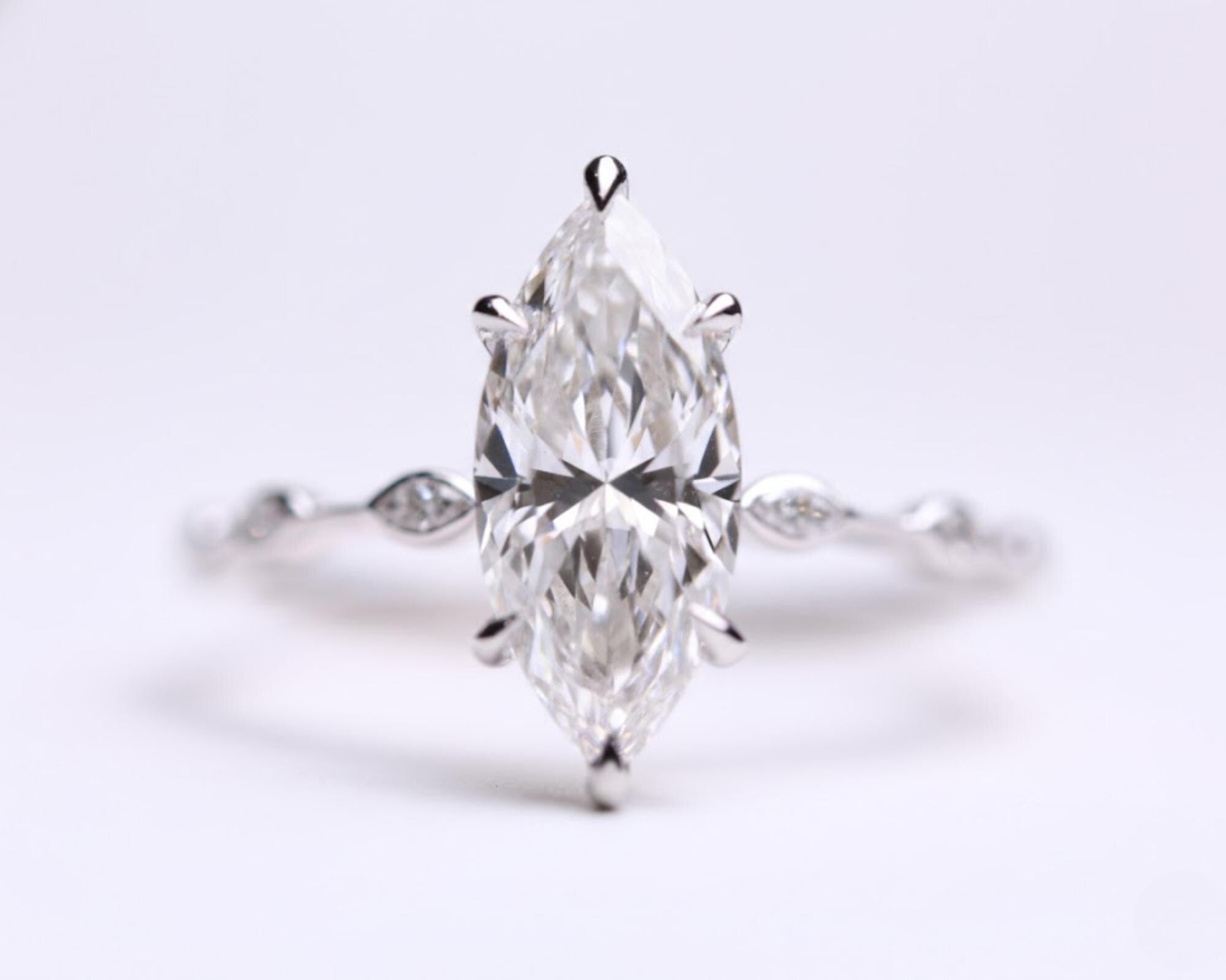 2 Carat Marquise Lab Diamond V Prong Ring 14K Gold
