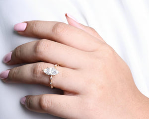 2 Carat Marquise Lab Diamond V Prong Ring 14K Gold