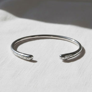 Silver Lab Diamond Open Cuff Bangle, Cluster Bracelet