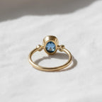 2 CT Blue Oval Cut Lab Engagement Ring, 14K Solid Gold Bezel Ring, Solitaire Ring, Three Stone Ring, Proposal Ring, Promise Ring