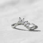 Lab Grown Diamond Tiara Wedding Band: Marquise & Round Cut Chevron Ring