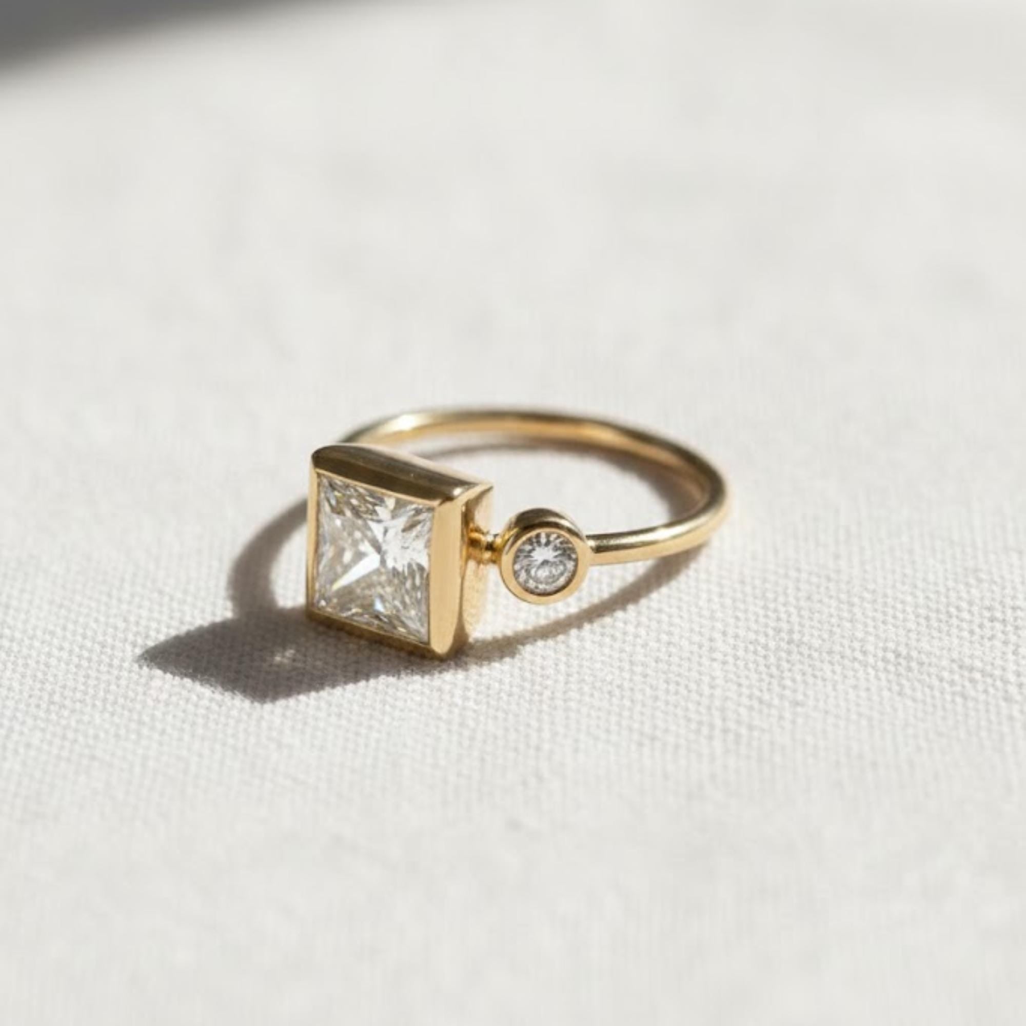 2 Ct Princess Cut Lab Diamond Three Stone Ring
