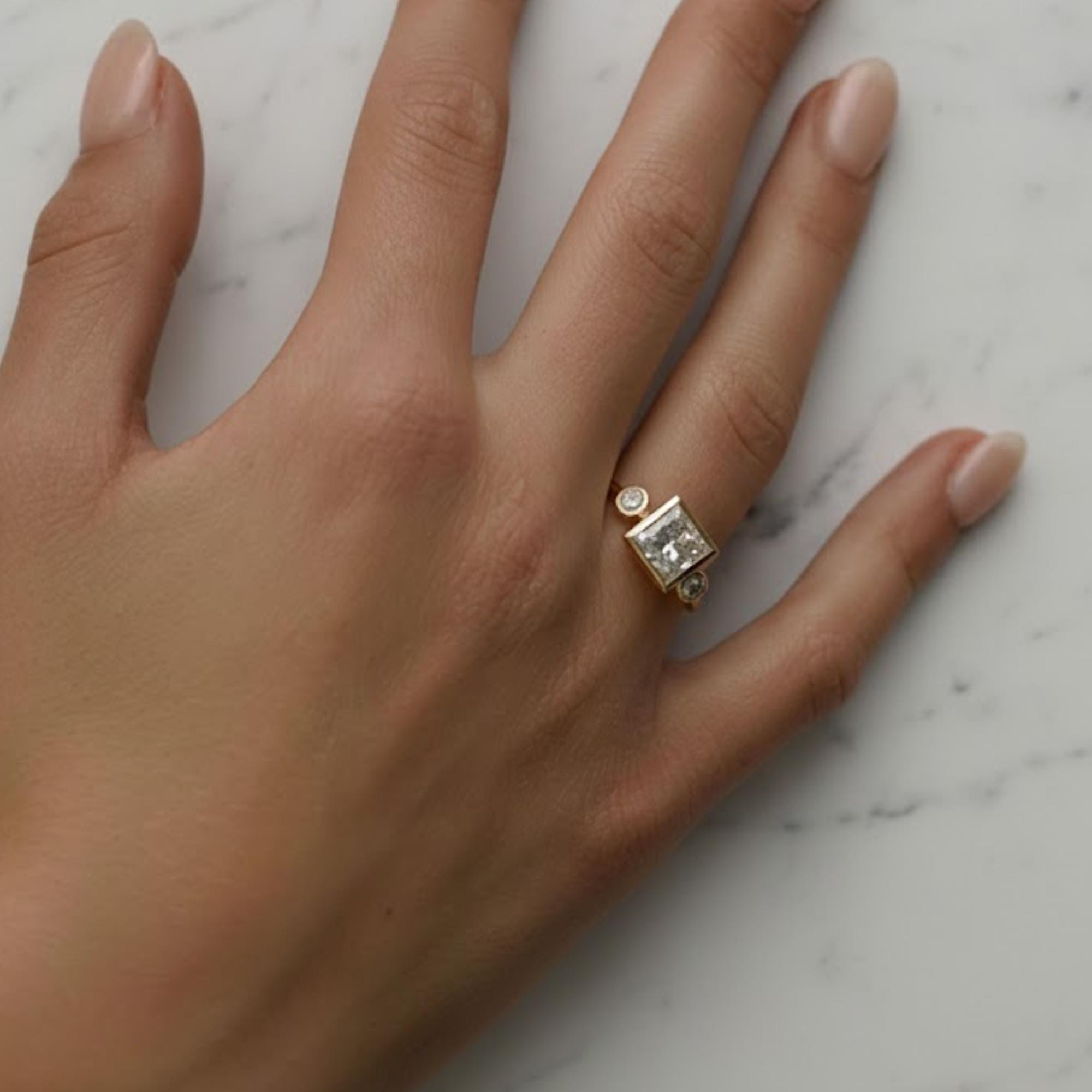 2 Ct Princess Cut Lab Diamond Three Stone Ring