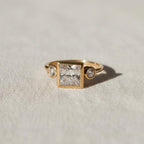 IGI CERTIFIED F Color VS1 Clarity 2 Carat Princess Cut Lab Grown Diamond Three Stone Engagement Ring 14k Gold