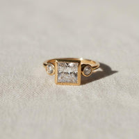 2 Ct Princess Cut Lab Diamond Three Stone Ring