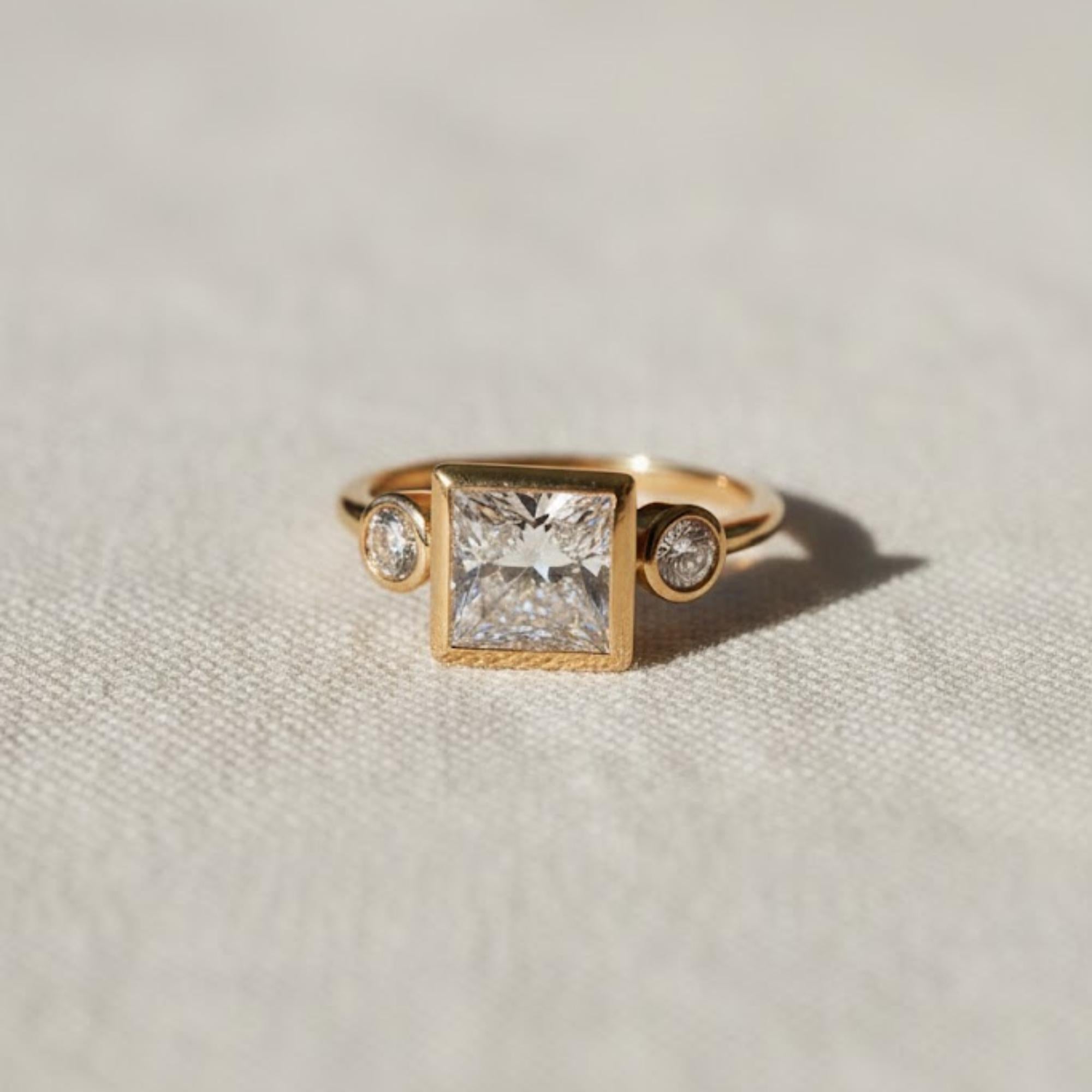 2 Ct Princess Cut Lab Diamond Three Stone Ring