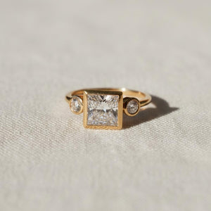 2 Ct Princess Cut Lab Diamond Three Stone Ring