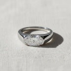 1.5ct Oval Lab Diamond East West Ring | Yellow Gold Bezel Signet Engagement | Chunky Solitaire Bold Wedding Band | IGI Certified