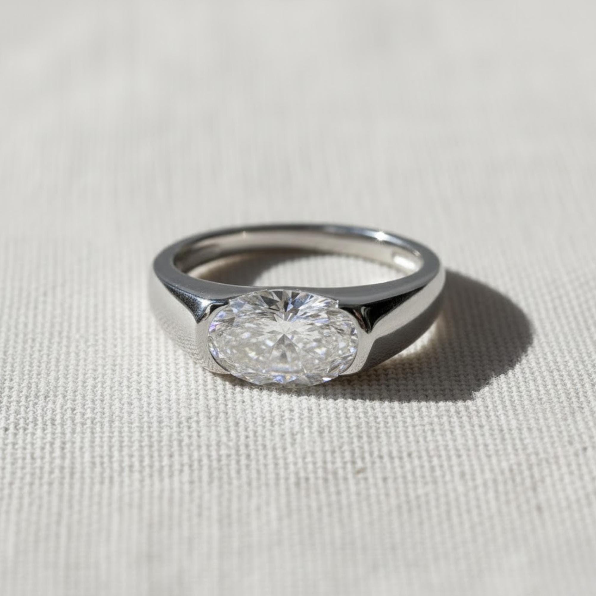 East West Oval Lab Diamond Engagement Ring