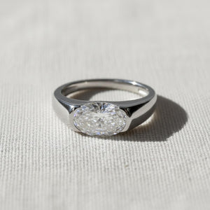East West Oval Lab Diamond Engagement Ring