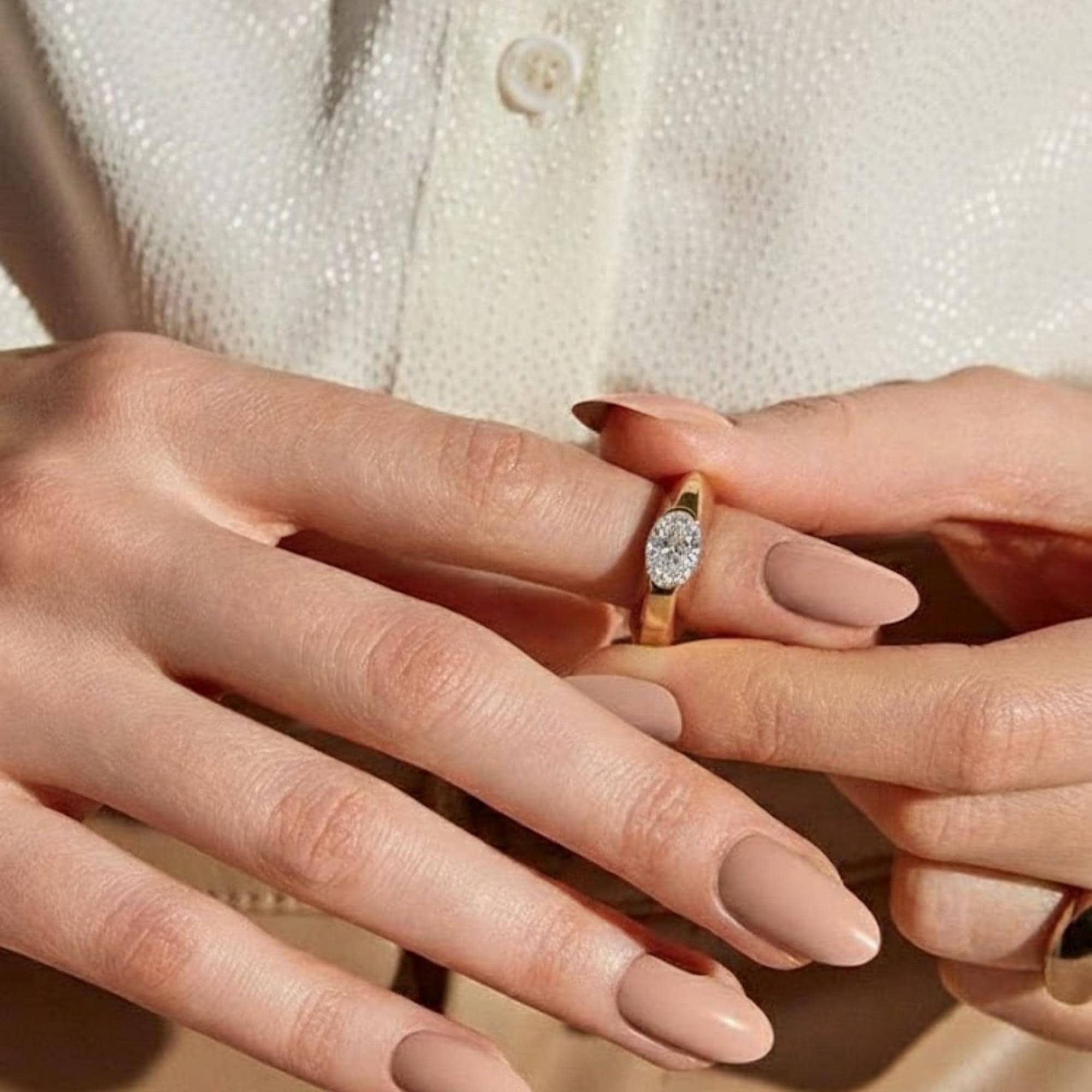 East West Oval Lab Diamond Engagement Ring